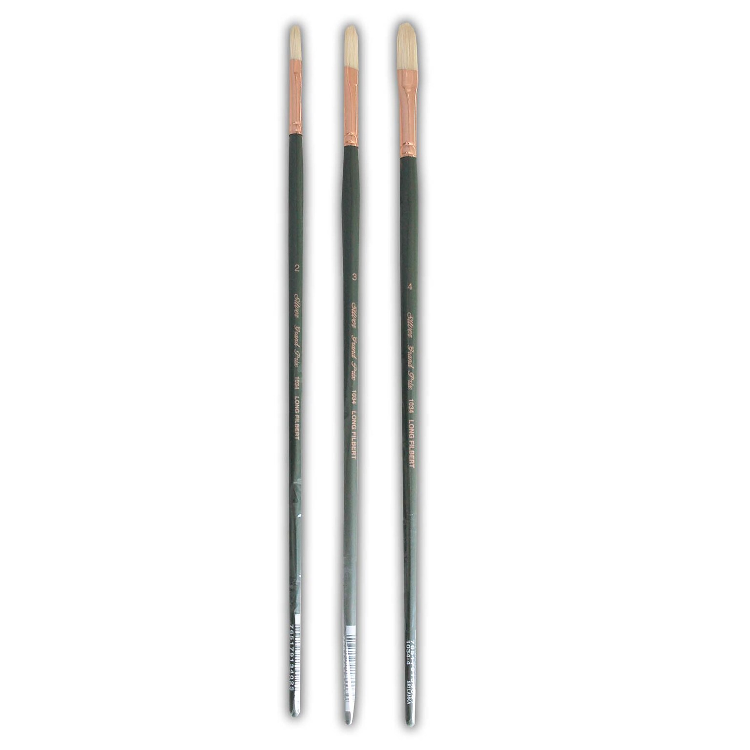 Silver Brush Natural Hog Bristle, Filbert Brushes, 3/Pack (SLVGP1083)