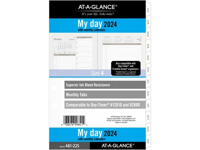 2024 AT-A-GLANCE 8.5 x 5.5 Daily & Monthly Refill Pages, White/Brown (481-225-24)