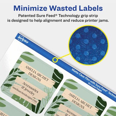 Avery Laser/Inkjet Square Multipurpose Labels, 2-1/8" x 2-1/8", Clear, 600/Box (94105)