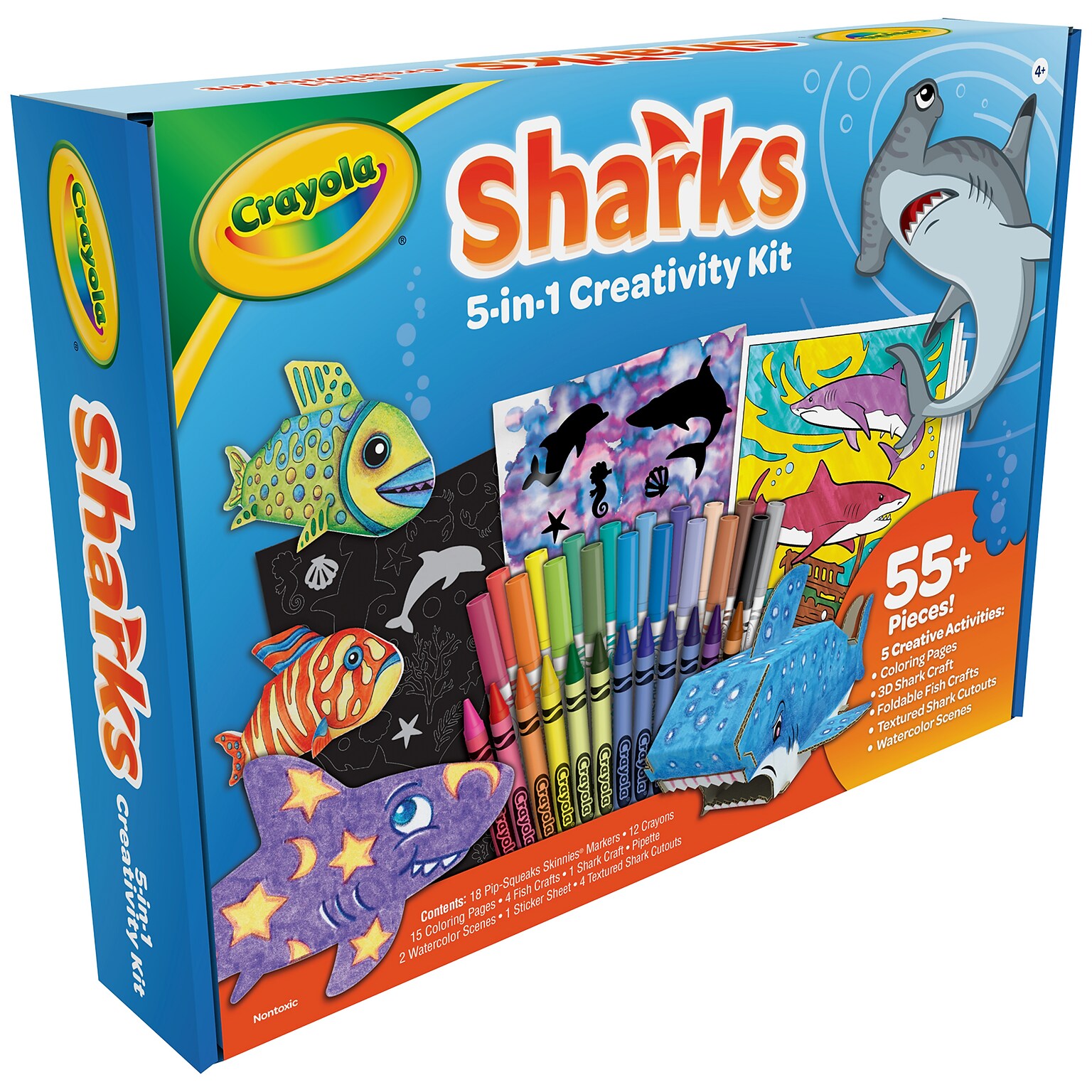 Crayola Sharks 5-in-1 Creativity Kit, 55/Pack (BIN40760)