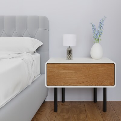 Simple Designs Whimsical Wave 13.4" LED Table Lamp, Chrome Base/White Shade (LT2123-CHR)