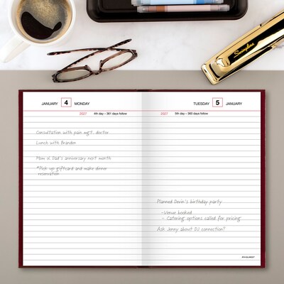 2027 AT-A-GLANCE Hardcover Diary, 5" x 7.5", Wide-Ruled, Red (SD387-13-27)