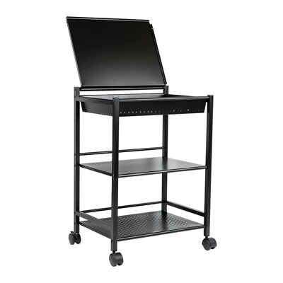Mind Reader 3-Tier Metal Cart with Covered Compartment, Black (LGCART3T-BLK)