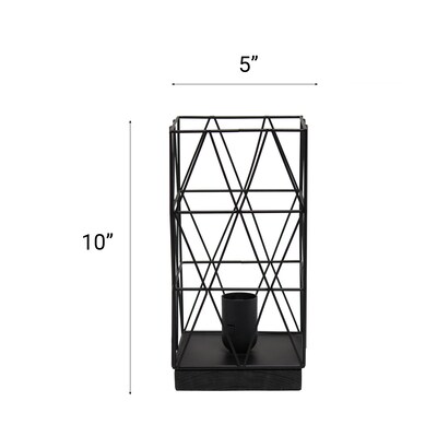 Creekwood Home Geometric Metal Cage 10" LED Table Lamp, Black (CWT-1003-BK)