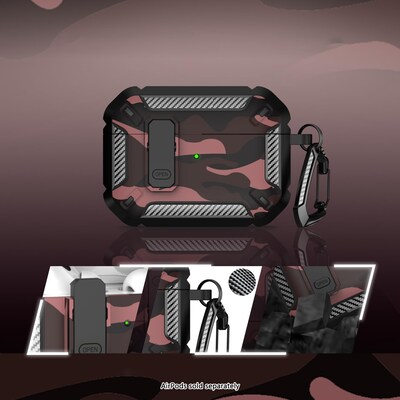 SaharaCase Raider Series Heavy Duty Secure Lock Case for Airpods Pro 3, Shock Absorbing Corners, Camo Red (HP00225)