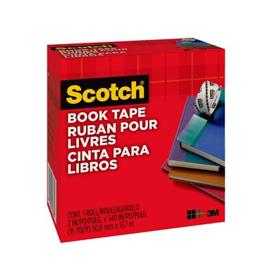Scotch Book Transparent Clear Tape, 2 x 15 yds., 3 Core, Transparent (845-2)