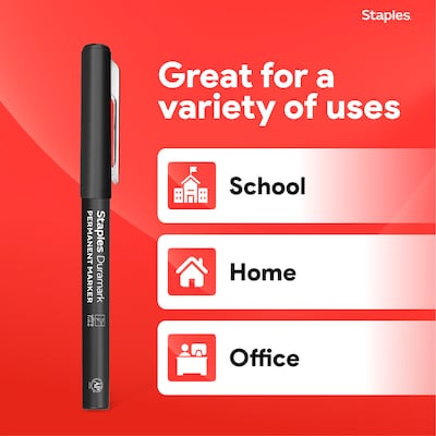 Staples Duramark Permanent Marker, Ultra Fine Tip, Black, 36/Pack (ST62948)