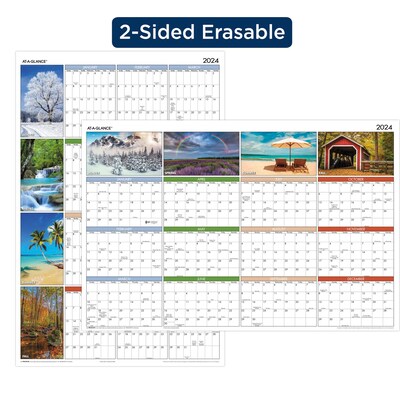 2024 AT-A-GLANCE Seasons in Bloom 36 x 24 Yearly Wet-Erase Wall Calendar, Reversible (PA133-24)