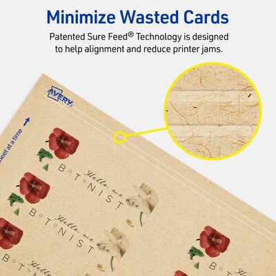 Avery Business Cards, 1" x 3" , Matte Kraft Brown, 400/Pack (95284)