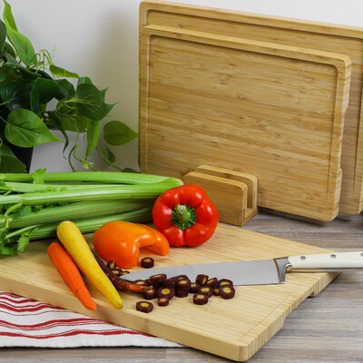MegaChef  Bamboo Cutting Board Set with Base (935122169M)