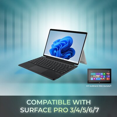 Adesso Aluminum 12.9" Portable Bluetooth Keyboard Case for Surface Pro, Black (WKB-7030)