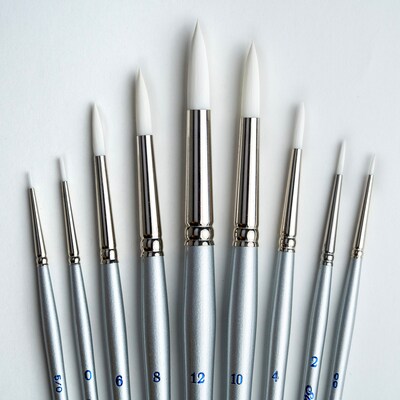 Silver Brush Silverwhite Round Brush, 9/Pack (SLVSW1584)