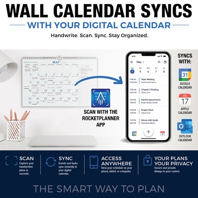 2027 Rocketbook Rocketplanner 11 x 0.4 Monthly Wall Calendar (RKWC-CY27-11-BK)