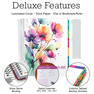 2026-2027 Excello Brands Rainbow Floral 8.5 x 11 Academic Weekly & Monthly Teacher Planner, Paperboard Cover (DTP-AY26-0053)