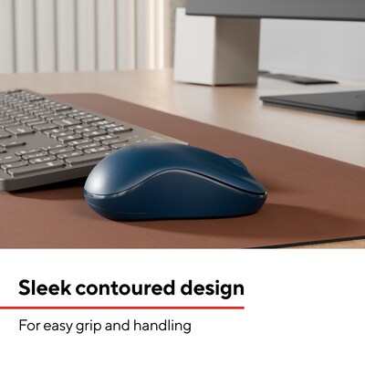 Staples TECH Wireless Ambidextrous Optical USB Mouse, Navy (ST63067)