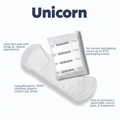 Unicorn Regular Cotton Maxi Pads with Wings, 40 Pads/Box, 6 Boxes/Carton (TOP-08197)