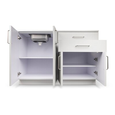 Viva Comfort 36'' H x 48" W Medical Cabinet with Left Sink and 24" Right Side Desk, 4 Doors, 2 Drawers, Gray (902-48LS-GRY-AO)