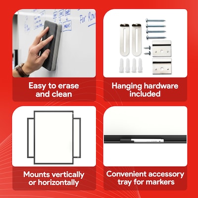 TRU RED™ Melamine Dry Erase Board, Gray Frame, 3' x 2' (TR59355)