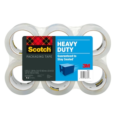 Scotch Heavy-Duty Shipping Packing Tape, 1.88 x 54.6 yds., Clear, 6-Pack (3850-6-ESF)