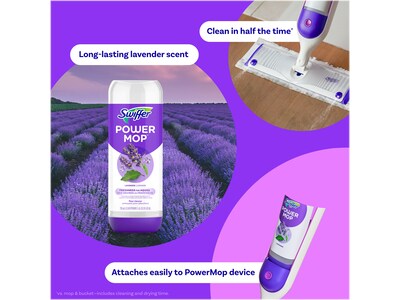 Swiffer PowerMop 5.3" Mopping Pad and Floor Cleaning Solution Kit, White/Purple (09117)