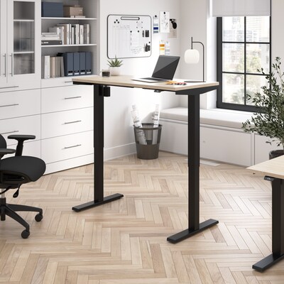 Bush Business Furniture Move 40 Series 48W Electric Adjustable Standing Desk, Natural Elm/Black Pow