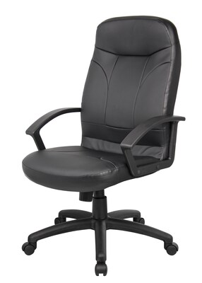 Boss High Back LeatherPlus Chair, Black (B8401)