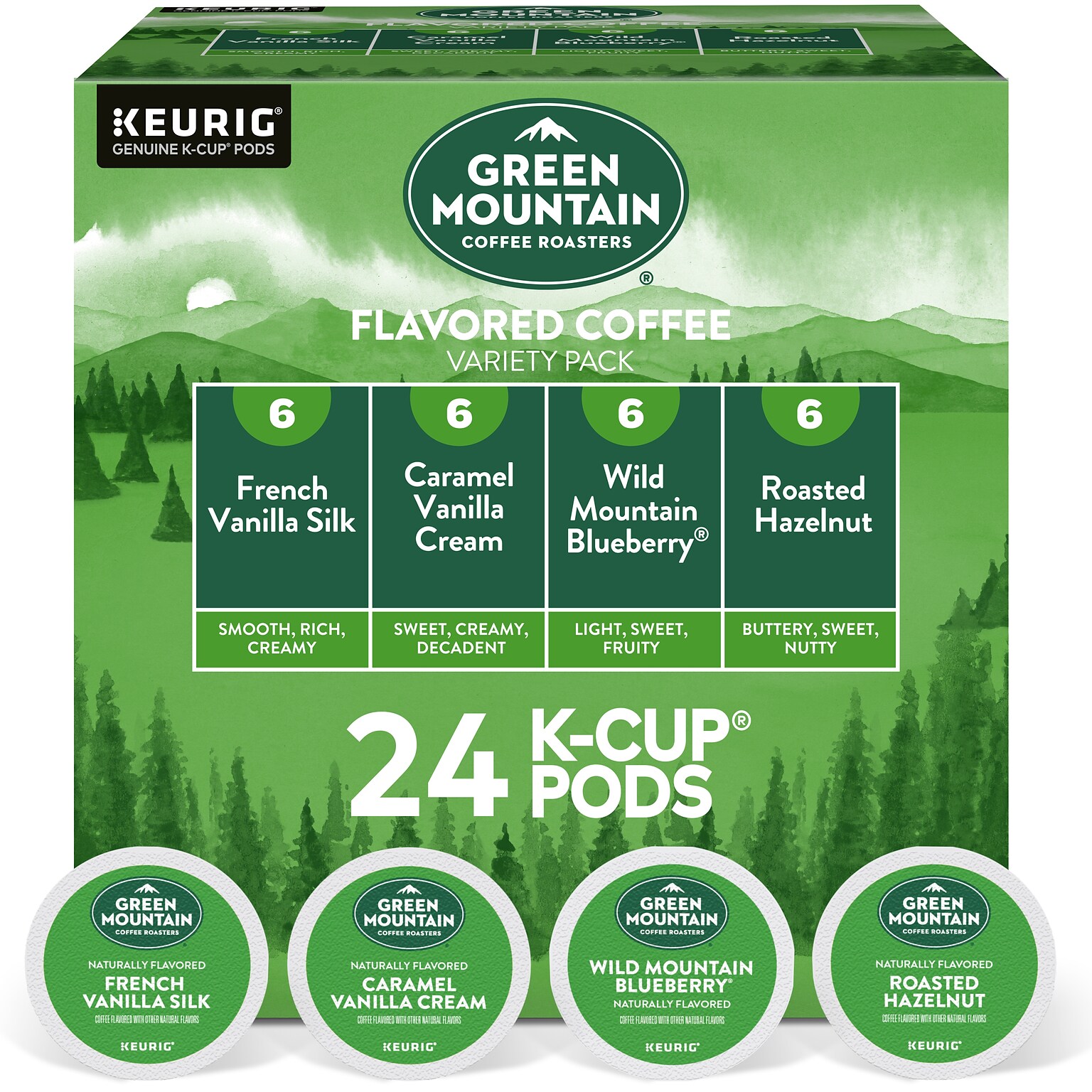 Green Mountain Variety Pack Coffee Keurig® K-Cup® Pods, Light Roast, 24/Box (5000374160)