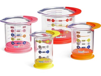 hand2mind Rainbow Fraction Liquid Measuring Cups, 6/Set (94468)