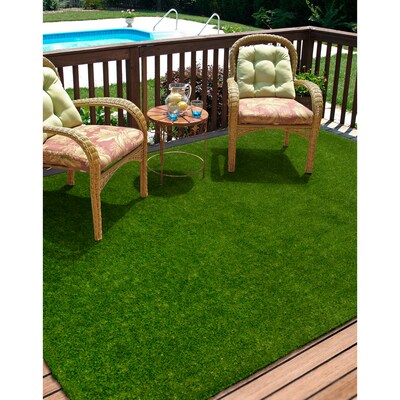 Joy Carpets GreenSpace Polyethylene 6' x 9' Machine Tufted Rug, Green (624Q)