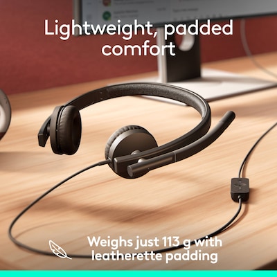 Logitech H570e Noise Canceling Stereo Computer Headset, USB-A, MS Certified (981-001428)