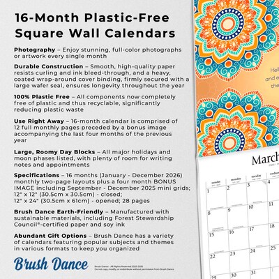 2026 Brush Dance Enlightened Rumi 12" x 12" Monthly Wall Calendar (9798330706518)