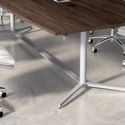 Bush Business Furniture 72"W x 36"D Boat Shaped Conference Table, Black Walnut/Cool Gray Metallic (99TBM72BWSVK)