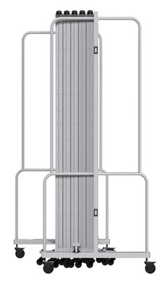 National Public Seating Robo Series 11-Panel Folding Mobile Room Divider, 72"H x 256"W, Blue Fabric (RDG6-11PT04)
