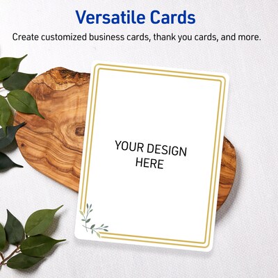 Avery Gold Double Border with Florals Matte Blank Card, White, 20/Pack (S00-DMV)