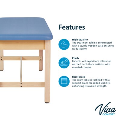 Aristo Wood H-Brace Physician Exam Table with Paper Cutter, and Holder, 500lbs. Capacity, Blue (ADI996-HBFP-BLU)
