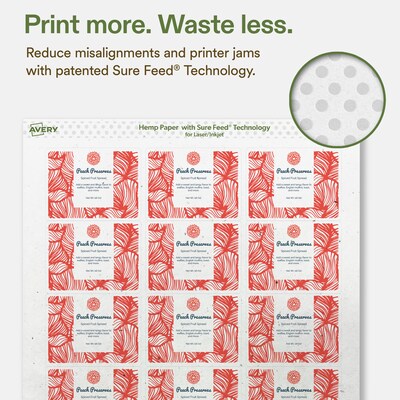 Avery Hemp Rectangle Laser/Inkjet Multipurpose Labels, 2" x 2-5/8", Off-White (300/Pack)