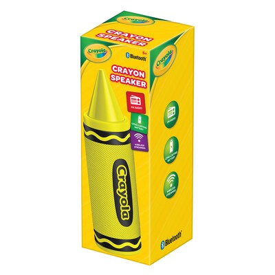 Crayola Wireless Bluetooth Portable Crayon Speaker with FM Radio, Yellow (CBT450Y)