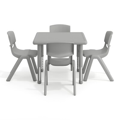 Flash Furniture Emmy Square Activity Table Set, 24" x 24", Height Adjustable, Soft Gray (YCX232SQRTBSGYE)
