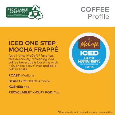 McCafe Mocha Frappe Iced Coffee Keurig® K-Cup® Pods, Medium Roast, 80/Carton (5000372394CT)