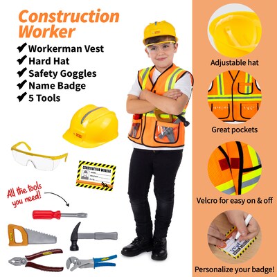 Bintiva Dress Up/Drama Play Helping At Home Trunk Set, Construction Worker/Chef/Gardener, 15 Pieces/Set (BNVBT023)