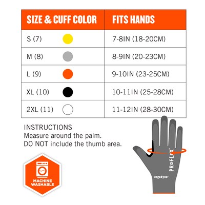 Ergodyne ProFlex 7071 PU Coated Cut-Resistant Gloves, ANSI A7, Gray, XL, 1 Pair (18075)