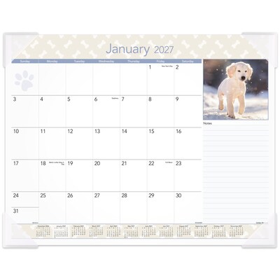 2027 AT-A-GLANCE Puppies 21.75 x 17 Monthly Desk Pad Calendar (DMD166-32-27)