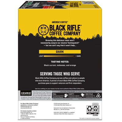 Black Rifle Coffee Company Tactisquatch Coffee Keurig® K-Cup® Pods, Dark Roast, 22/Box (5000384045)