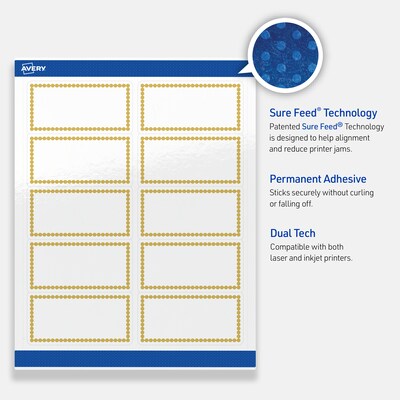 Avery Laser/Inkjet Rectangle Multipurpose Labels, 2" x 4", White, 100/Pack (S00-DJH)