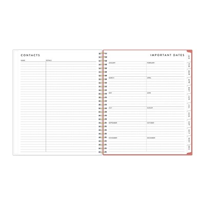 2026 Blue Sky Bespoke Letterpress Pomegranate Blush 8" x 10" Calendar Year Monthly Planner, Faux Leather Cover (156221)