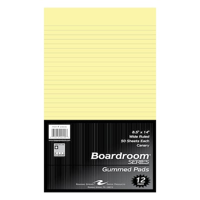 Roaring Spring Paper Products Boardroom Series Notepad, 8.5 x 14, Wide Ruled, Canary, 50 Sheets/Pad, 48 Pads/Carton