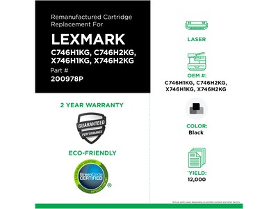 Clover Imaging Group Remanufactured Black Standard Yield Toner Cartridge Replacement for Lexmark C746