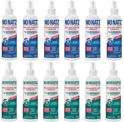 No Natz & No Mosquitoz Natural DEET-Free Insect Repellent Spray Gnats & Mosquitoes, Fresh & Woodsy Scent, 8oz 12/Pack (BND04611)