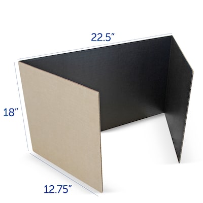 Flipside 48W Study Carrels, Black, 24/Pack (61867-24)