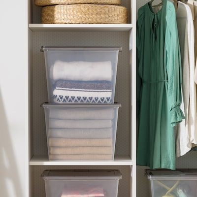 Iris 36 Quart Snap Top Plastic Snap Closure Storage Bin, Clear, 6/Pack (585105)